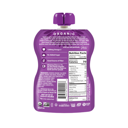 Mamma Chia Squeeze Blackberry Bliss 3.5 Ounce Pouch Nutrition Facts And Organic Ingredients