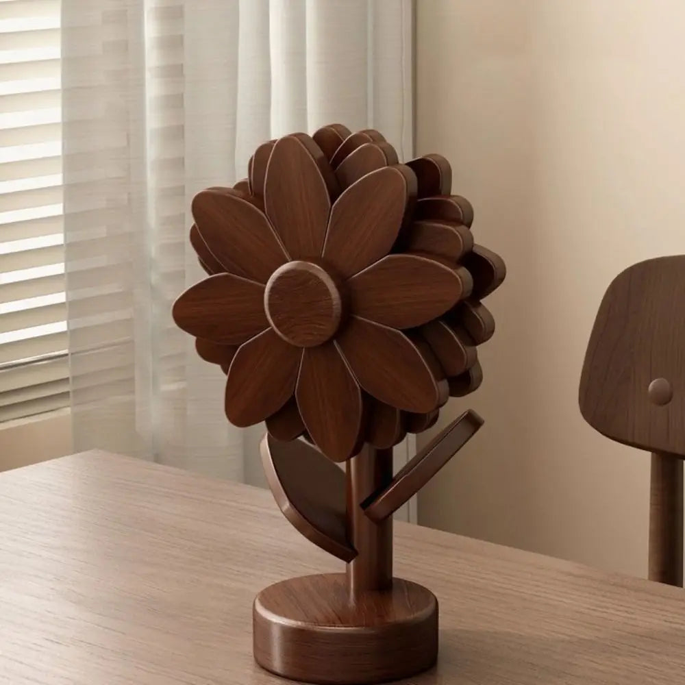 Brownie Color Trivet Flower Brown Wood Functional Decor On Table