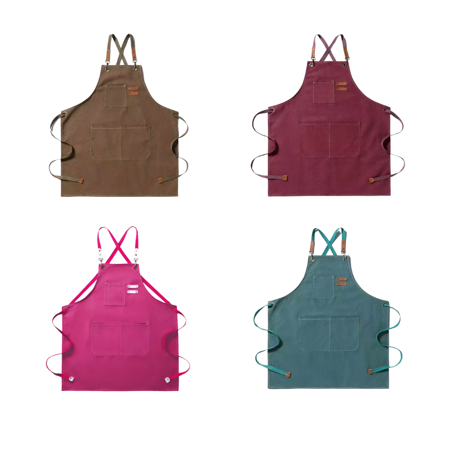 Cookout Style Cotton Canvas Kitchen Apron With Pockets