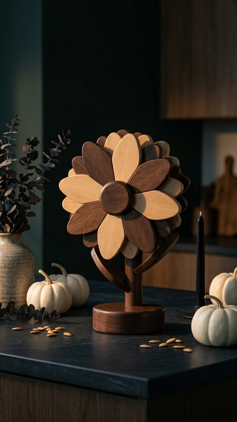 Moody Kitchen Dark Decor Trivet Flower With Autumn Accents And Fall Style