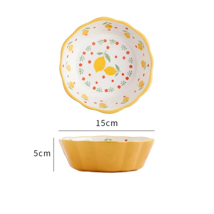 Lemons Cottage Vintage Style Fruity Ceramic Bowl Yellow