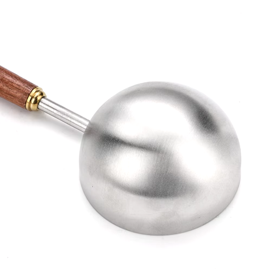 Luxury Barista Sleek Stainless Steel Metal Coffee Scoop With Gold Accent And Walnut Wood Handle
