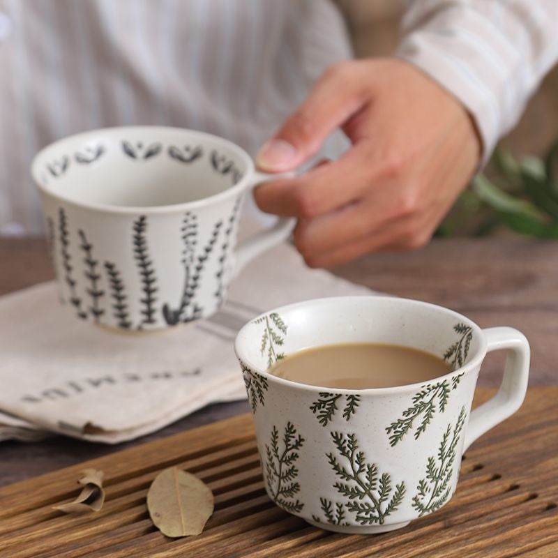 Organic Style Tea Cup Coffee Mugs In Nature Patterns Organic Botanics Ceramics