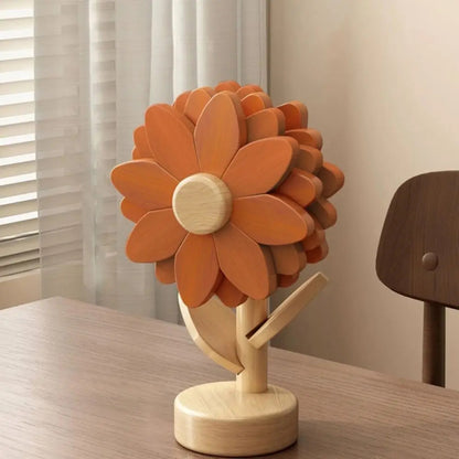 Pumpkin Muffin Color Trivet Flower Orange Wood Functional Decor On Table