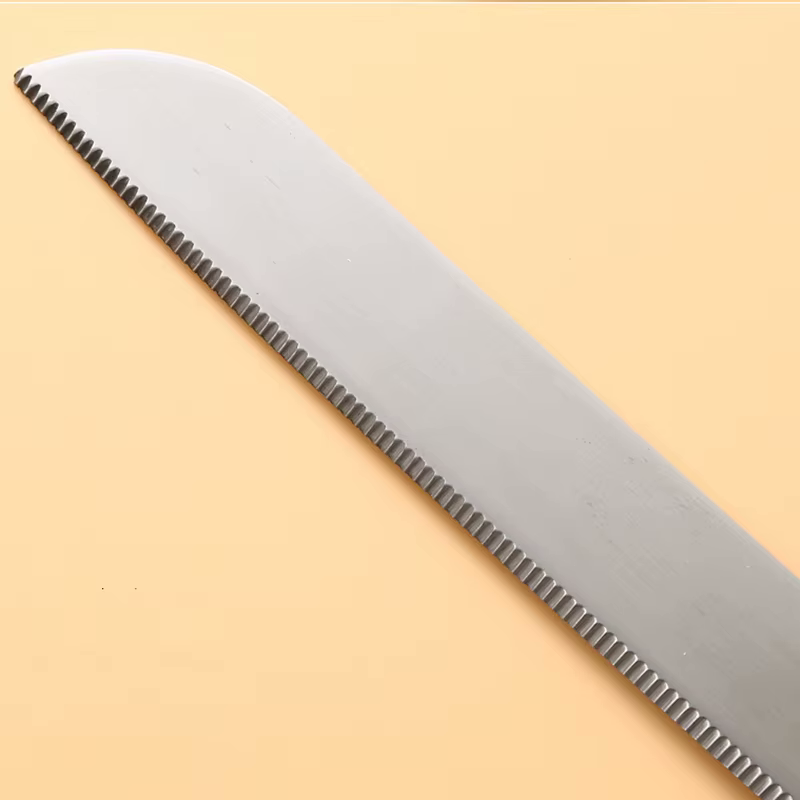 Stainless Steel Cake Knife Serrated Blade Closeup Luxury Chef Serving Utensil