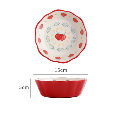 Strawberries Cottage Vintage Style Fruity Ceramic Bowl Red
