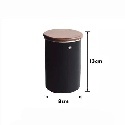 Tall Black Swift Stainless Steel & Wood Sealable Food Storage Canister Tall Size Jar