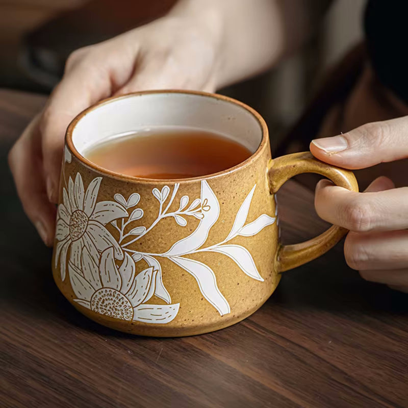 Tea Time Drinkware Enchanting Botanicals Sunflowers Ceramic Mug