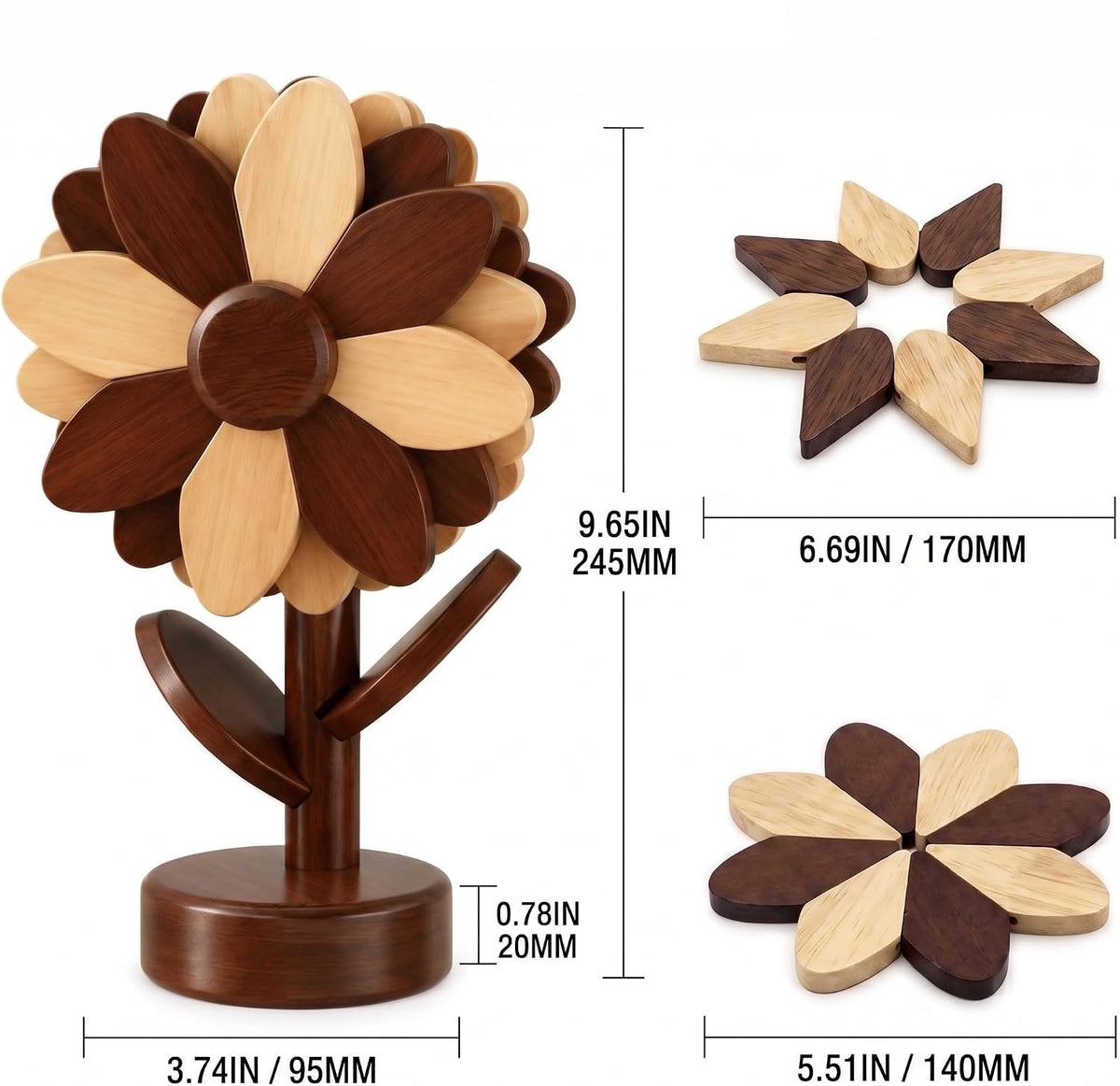 The Trivet Flower Size Wooden Coaster Flowers Hot Pad Set Measurements
