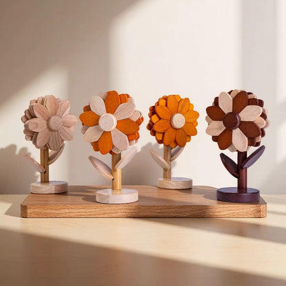 The Trivet Flowers Wooden Hot Pad Coaster Sets