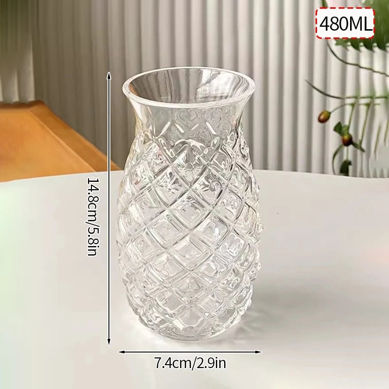 Tropical Pineapple Shaped Drinking Glass Size Measurements