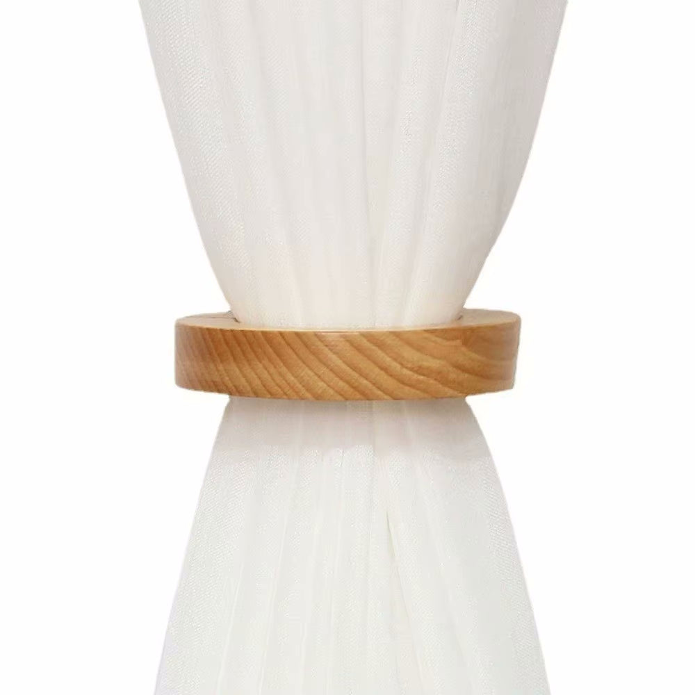 Wood Curtain Ring Home Decor Magnetic Curtain Holdback For Window Treatments