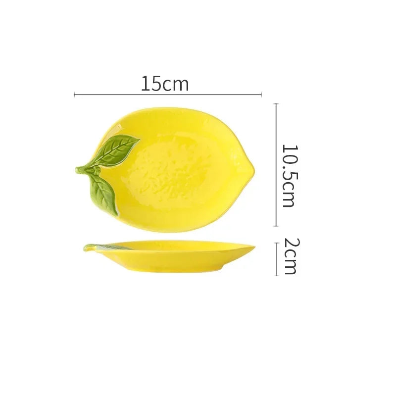 Yellow Lemon Small Plate Bright Lemon Shaped Ceramic Decorative Serveware