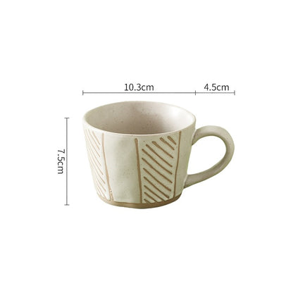 Hatch Pattern Craft Style Ceramic Mug With Exposed Base