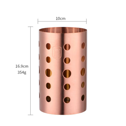 Size Measurements Of Rose Gold Food Grade Stainless Steel Metal Crock For Holding Kitchen Utensils And Cooking Tools