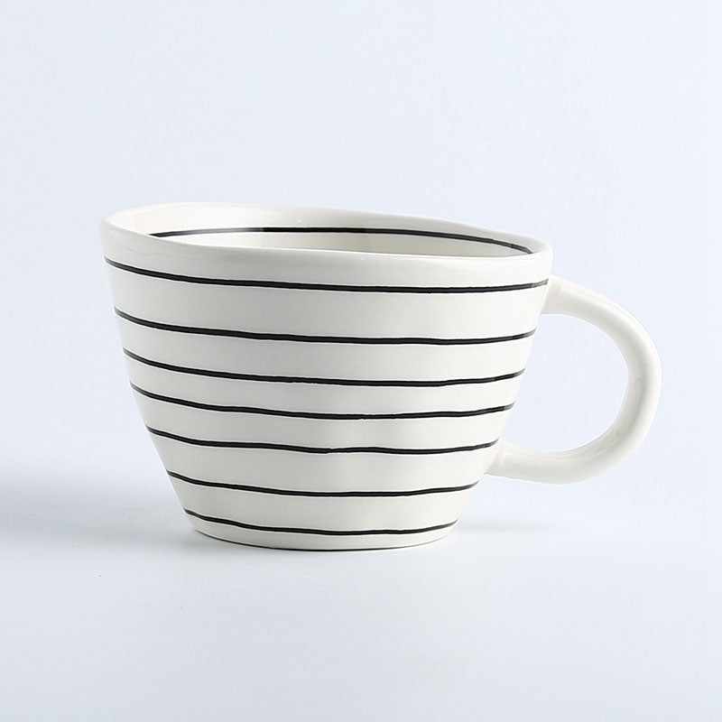 Blackband Artistic Style Irregular Shaped Ceramic Mug