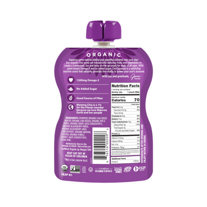 Mamma Chia Squeeze Blackberry Bliss 3.5 Ounce Pouch Nutrition Facts And Organic Ingredients