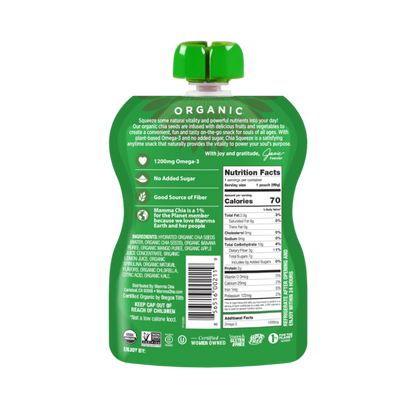 Mamma Chia Squeeze Green Magic 3.5 Ounce Pouch Nutrition Facts And Organic Ingredients
