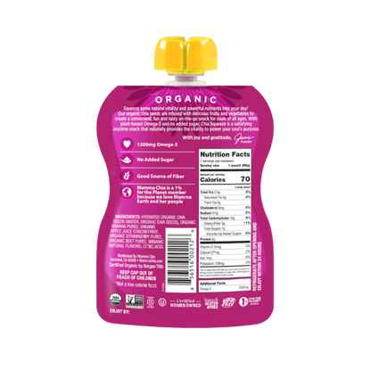 Mamma Chia Squeeze Strawberry Banana 3.5 Ounce Pouch Nutrition Facts And Organic Ingredients